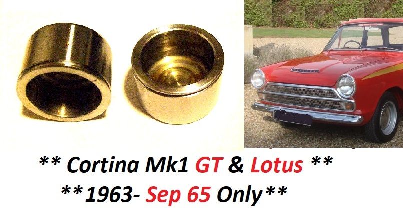 FRONT BRAKE CALIPER PISTONS x2 (Ford Cortina Mk1) (Lotus & GT) (**1963- Aug 65 Only**)